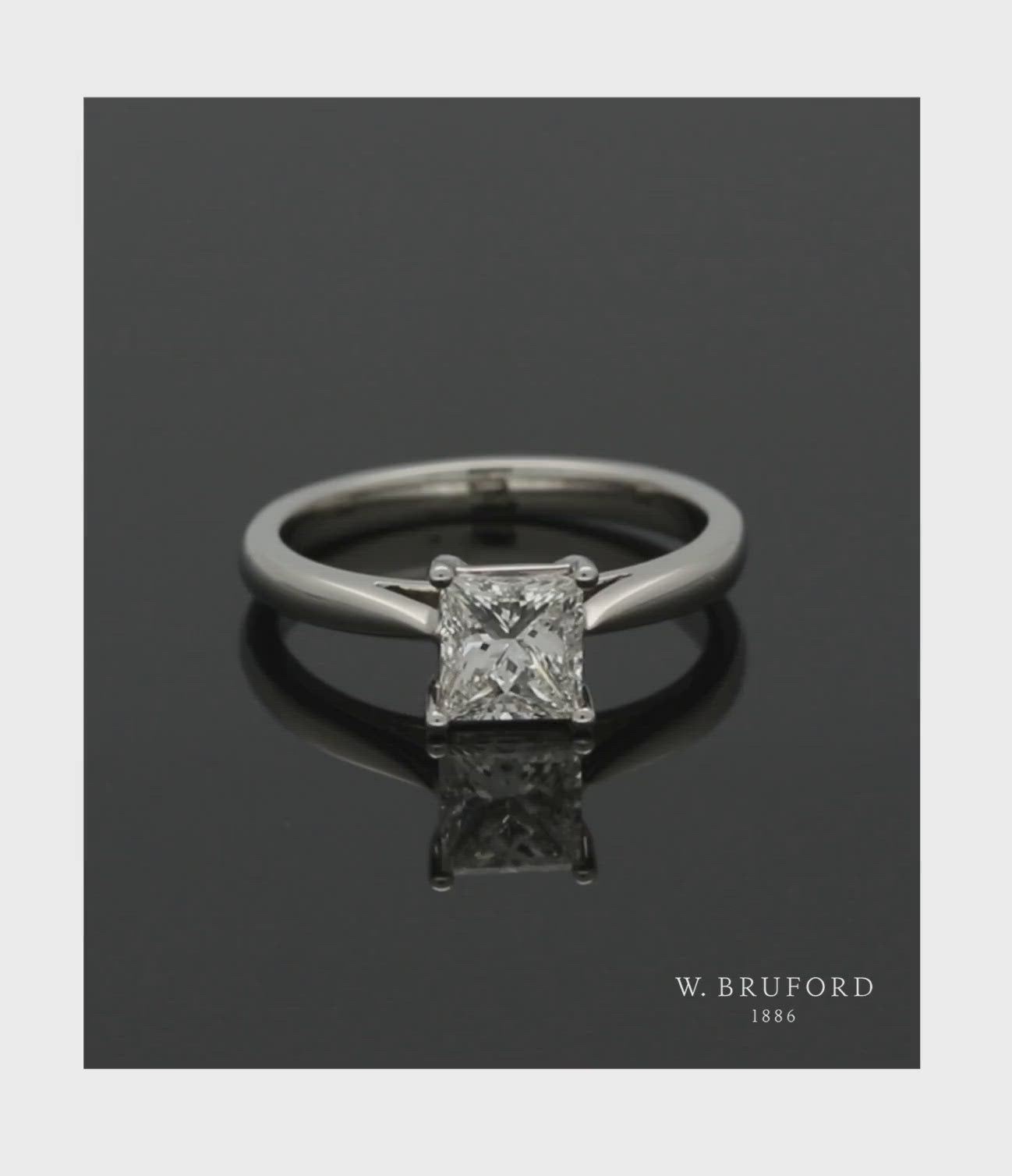 Diamond Solitaire Engagement Ring "The Grace Collection" Certificated 1.00ct Princess Cut in Platinum