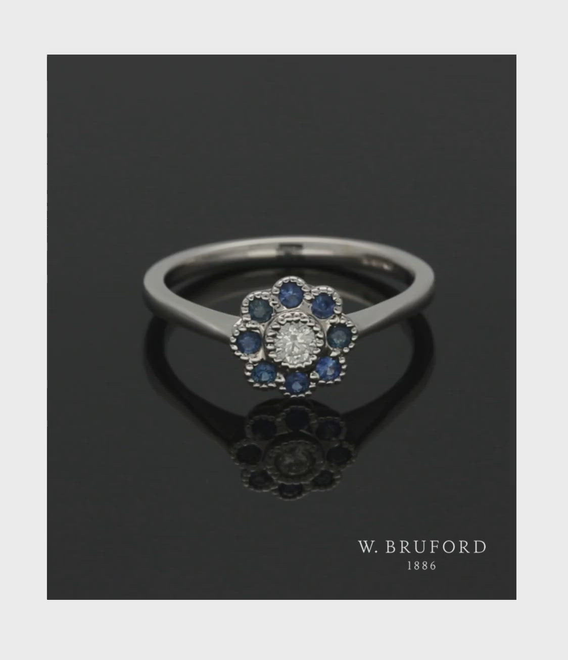 Sapphire & Diamond Cluster Ring in 9ct White Gold